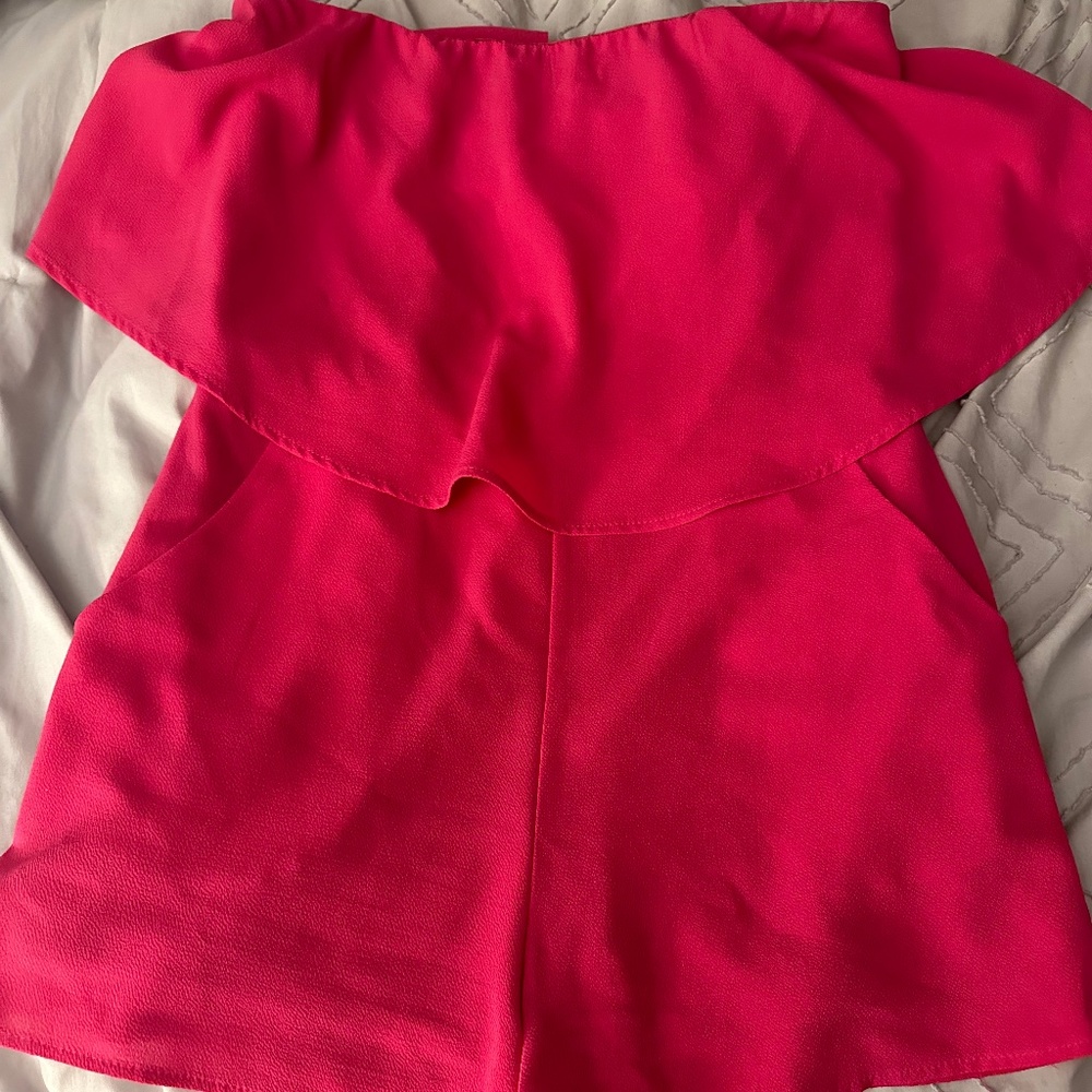 Pink Strapless Short Romper